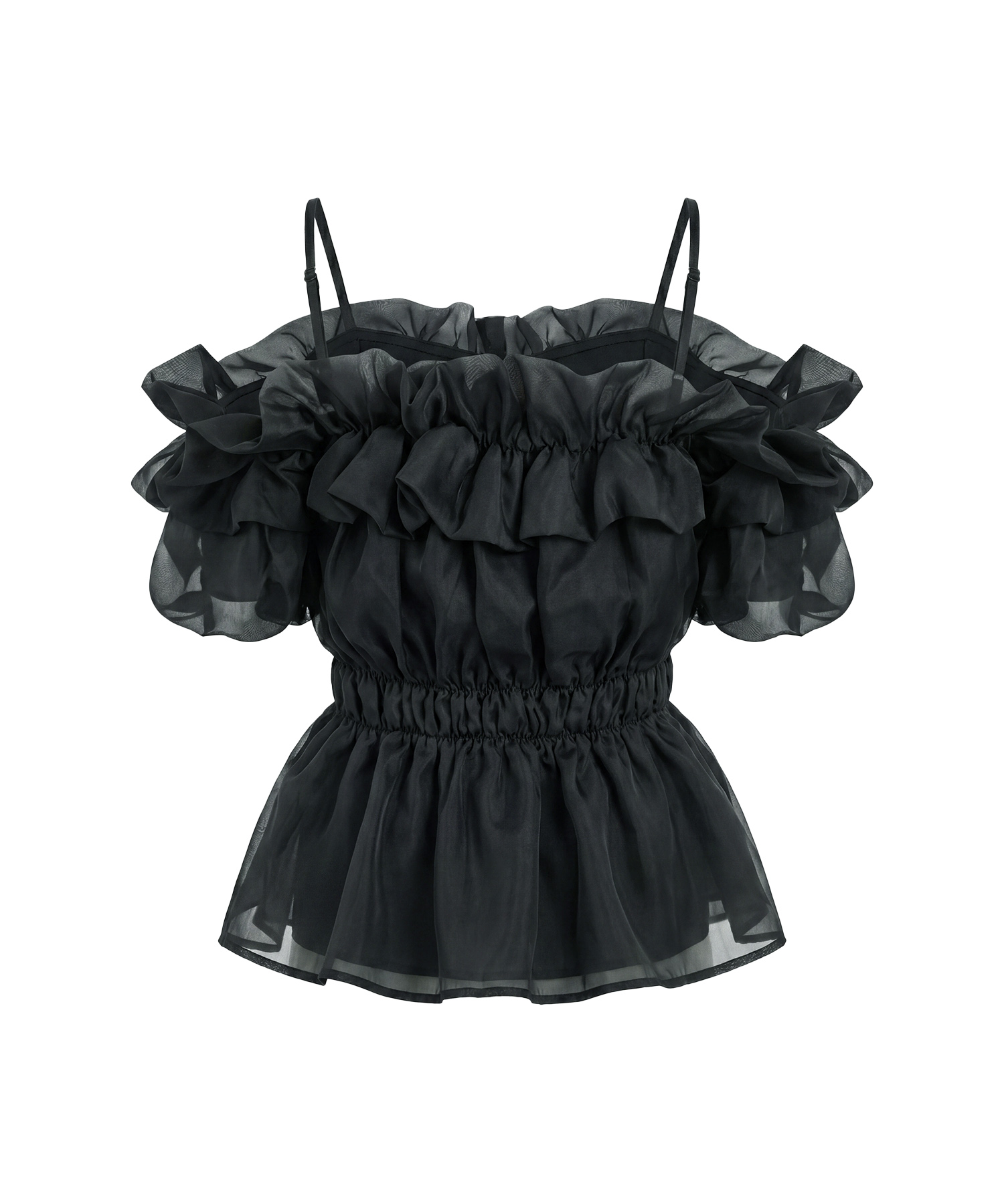 Sheer gather off shoulder tops
