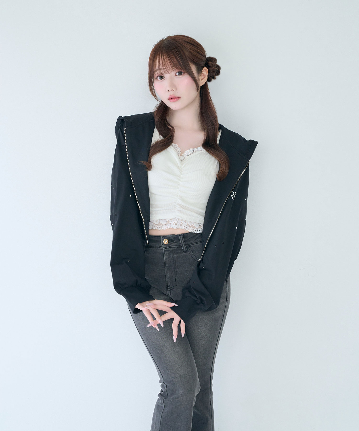 UV protection bijou zip hoodie