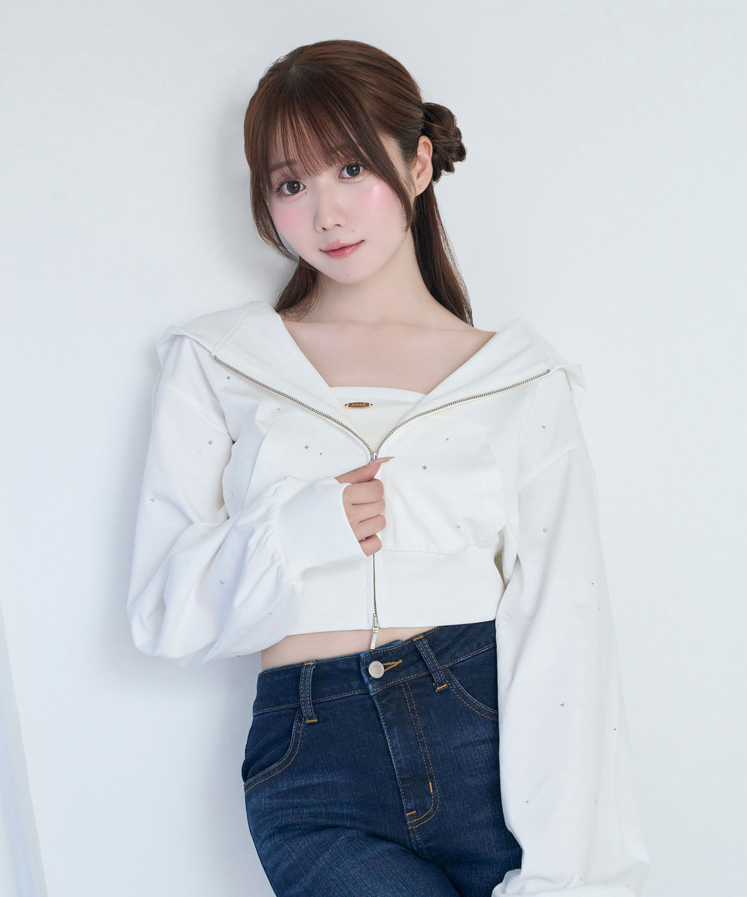 UV protection bijou zip hoodie