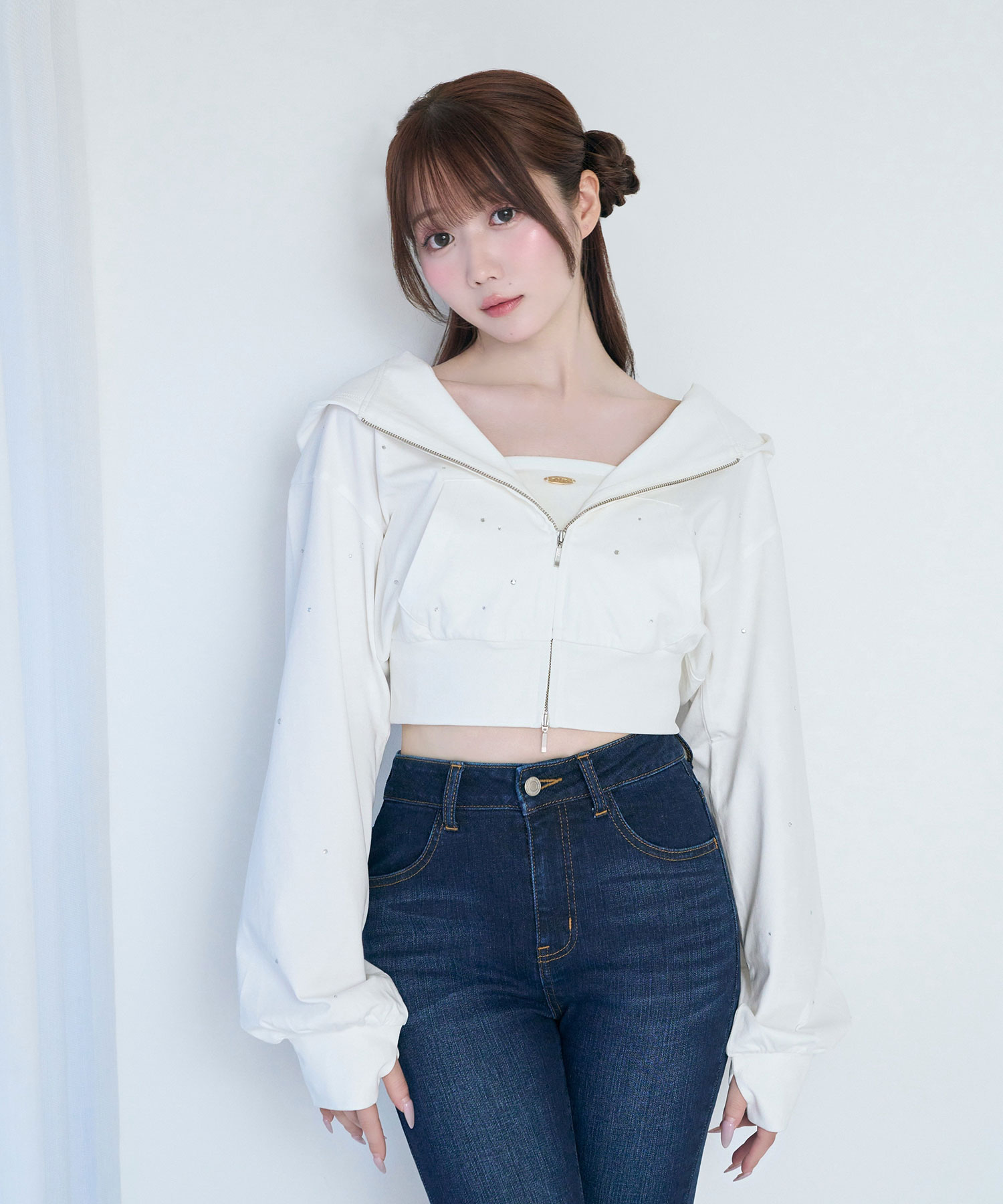 UV protection bijou zip hoodie
