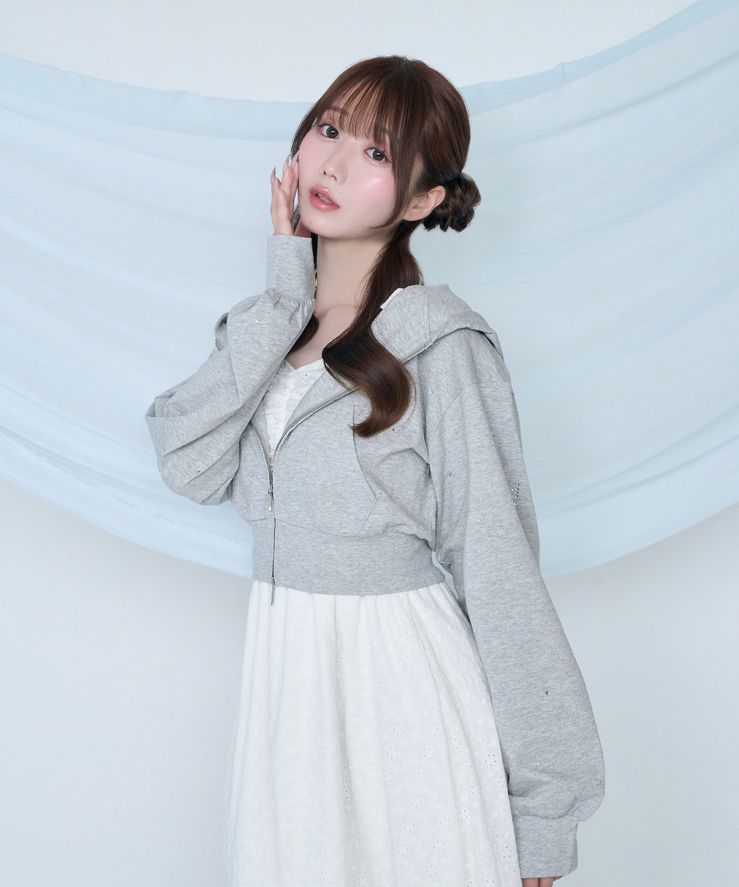 UV protection bijou zip hoodie