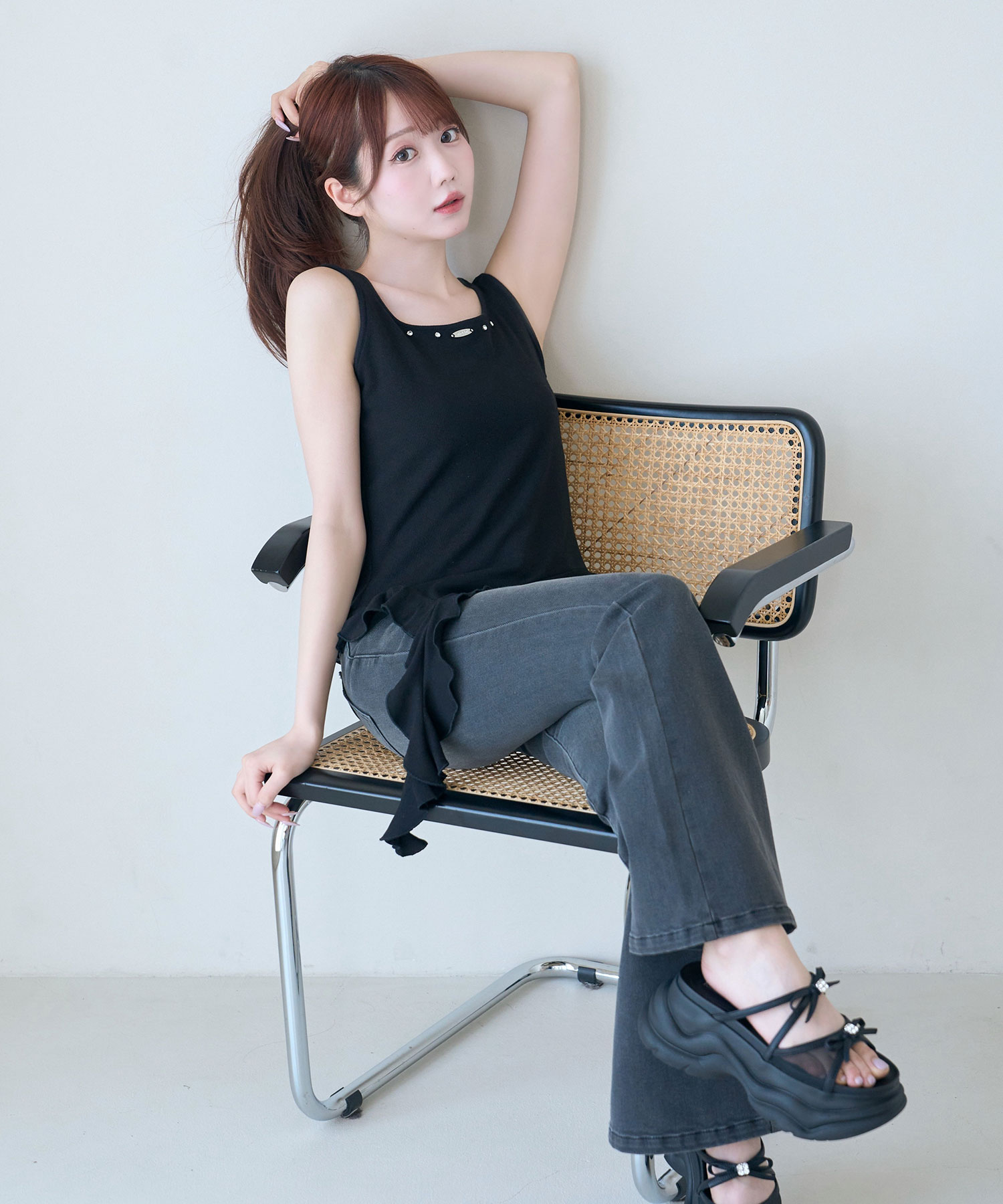 Ribbon platform sandals