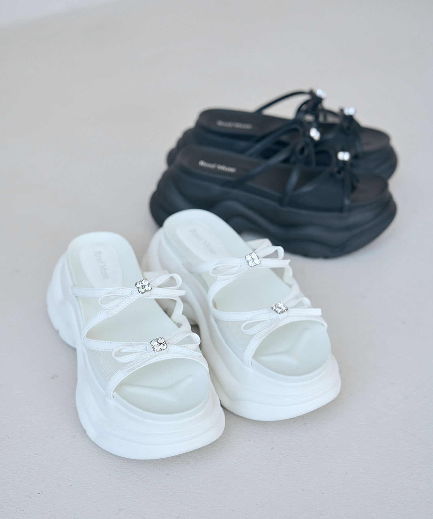 Ribbon platform sandals