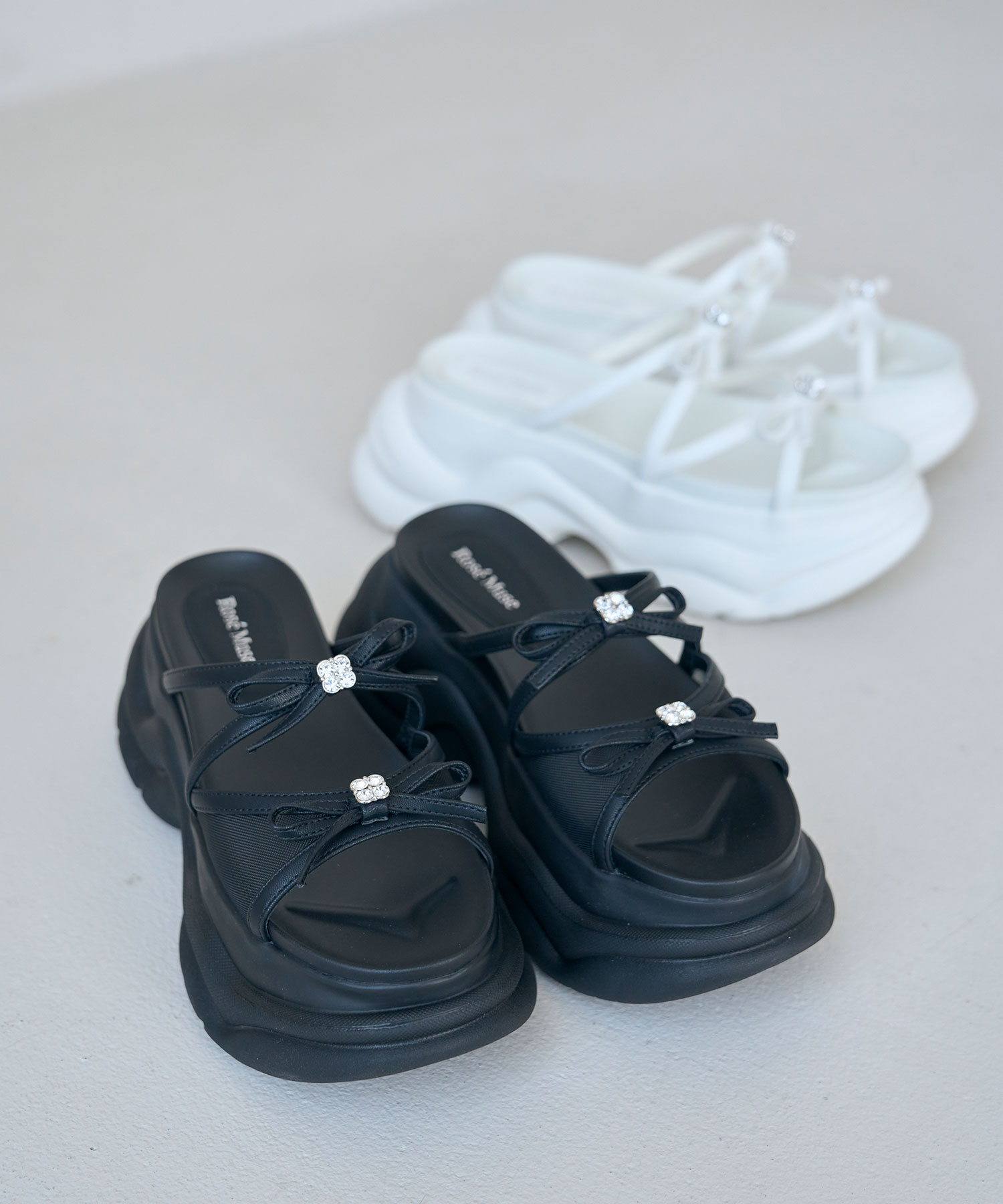 Ribbon platform sandals