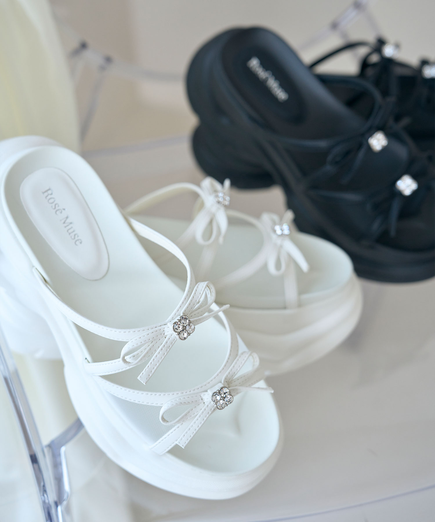 Ribbon platform sandals