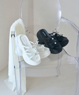 Ribbon platform sandals