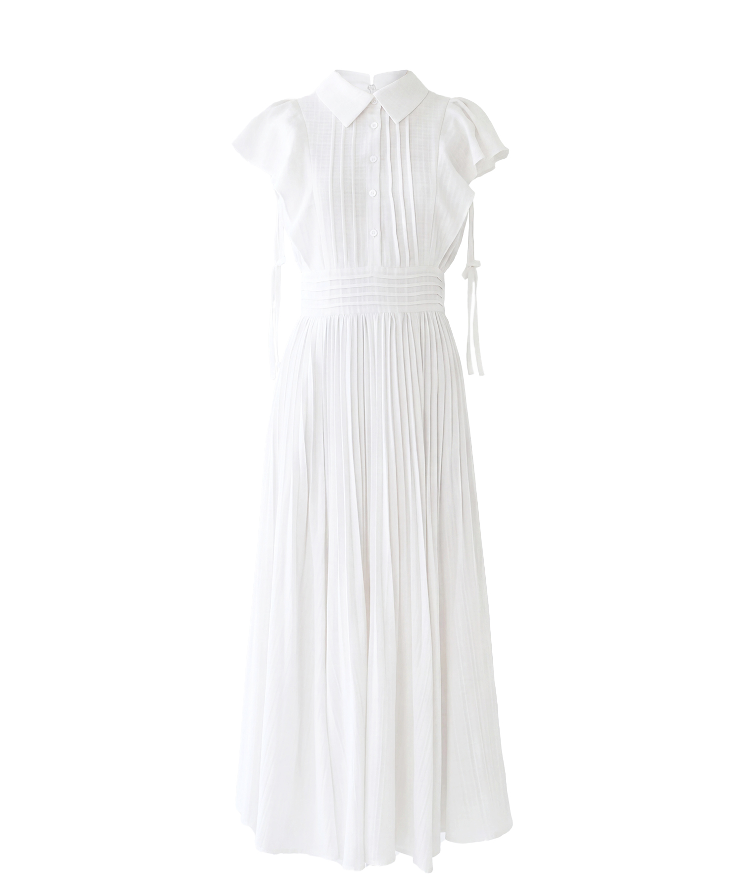 Sheer check pleats dress