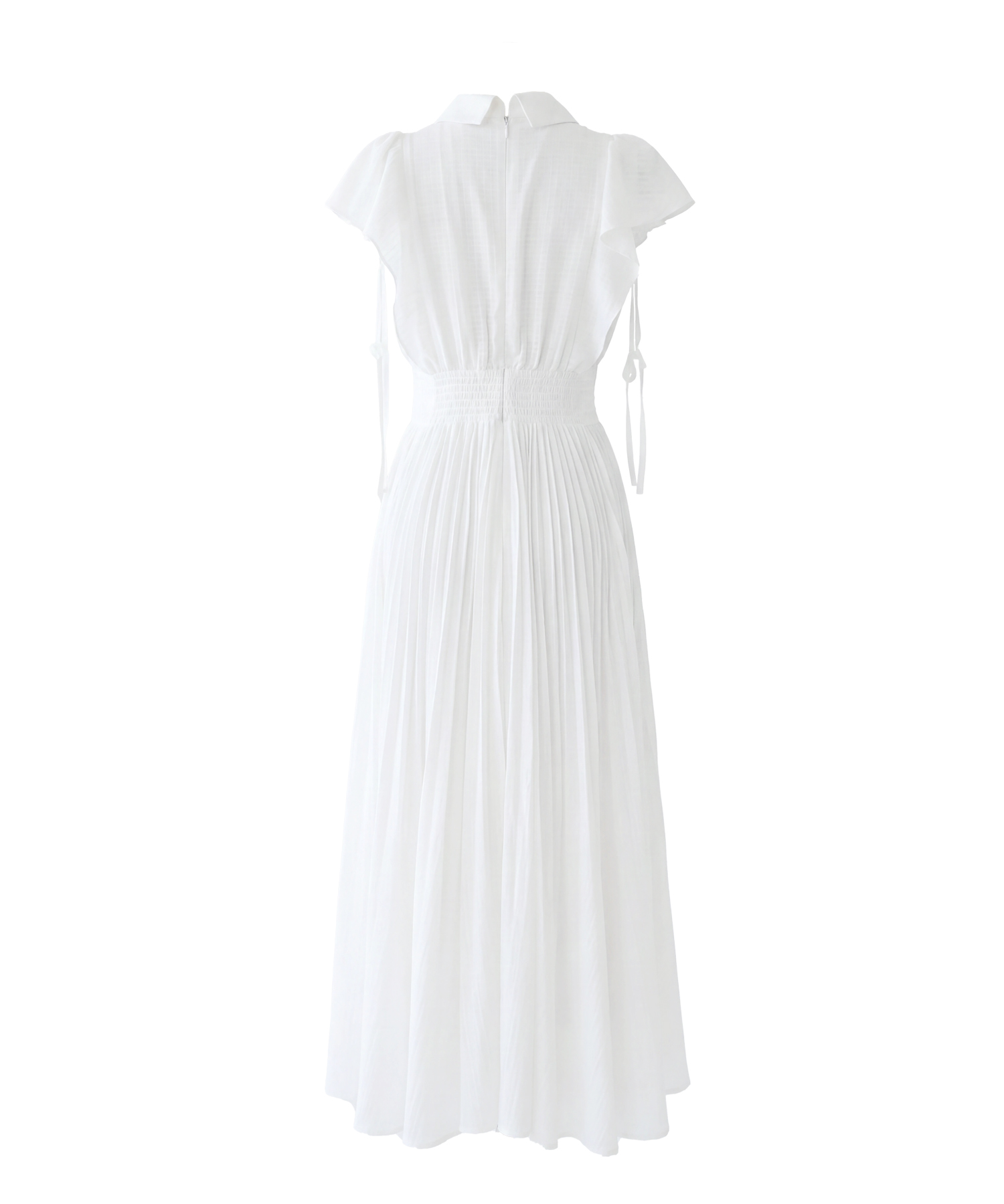 Sheer check pleats dress