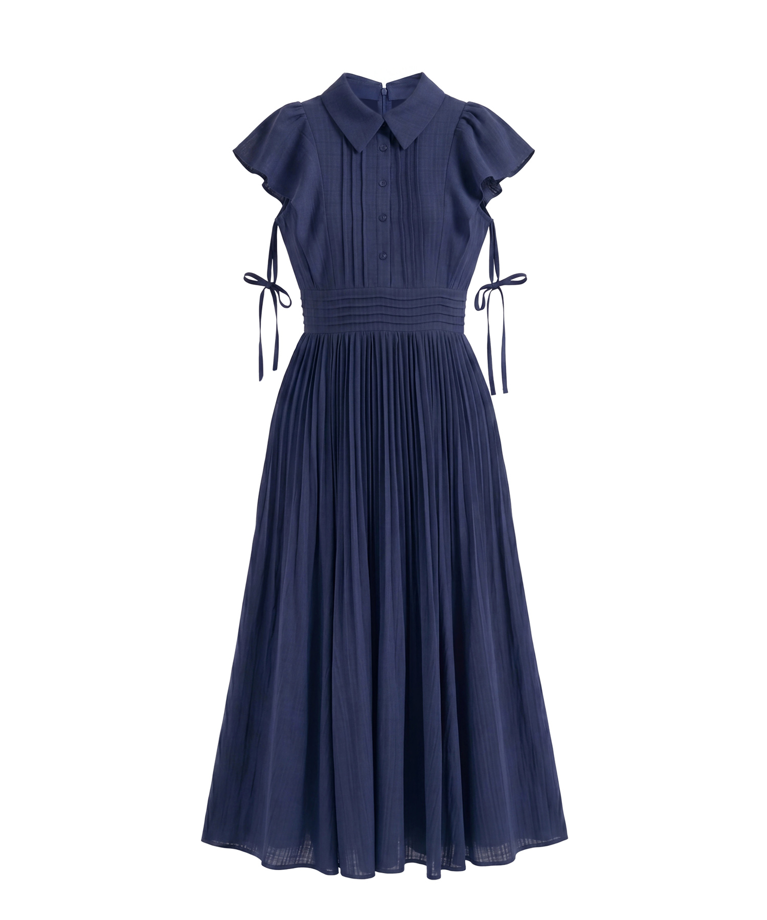 Sheer check pleats dress