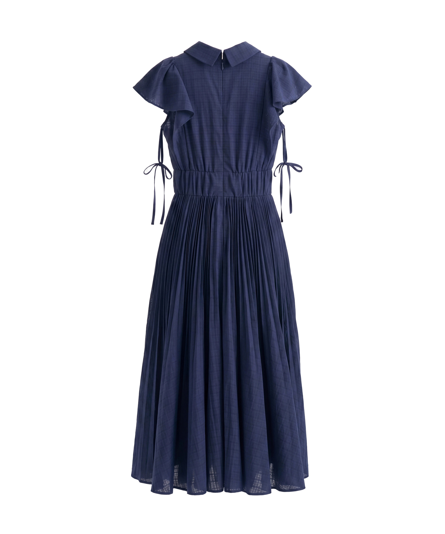 Sheer check pleats dress
