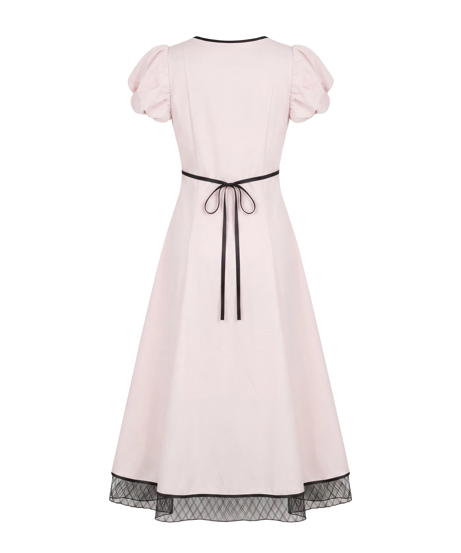 Piping puff sleeve dress