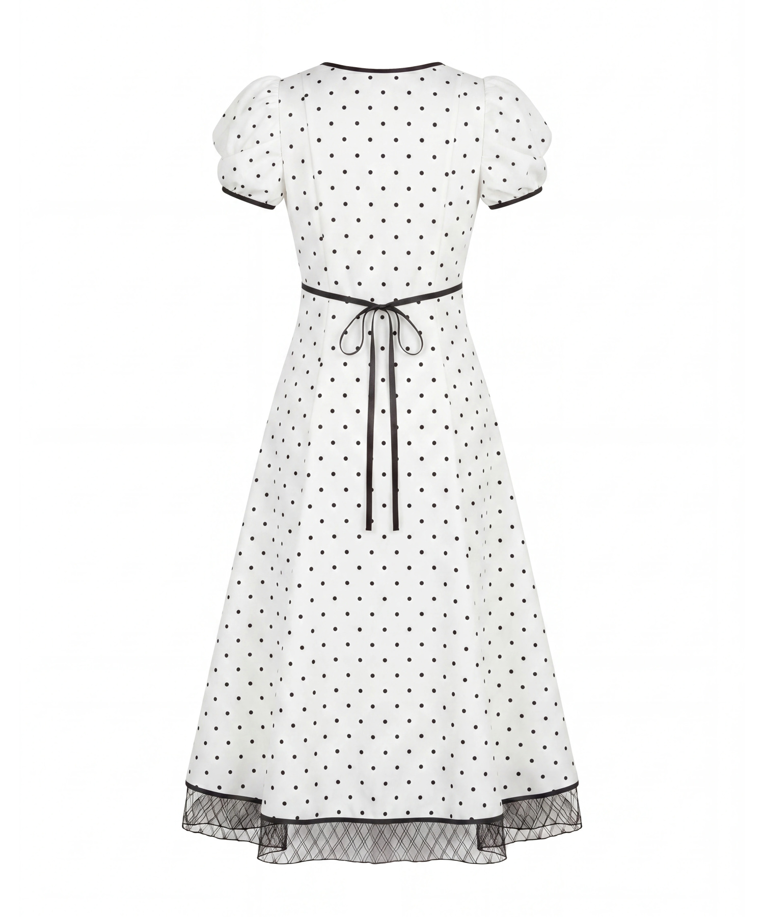 Piping puff sleeve dress