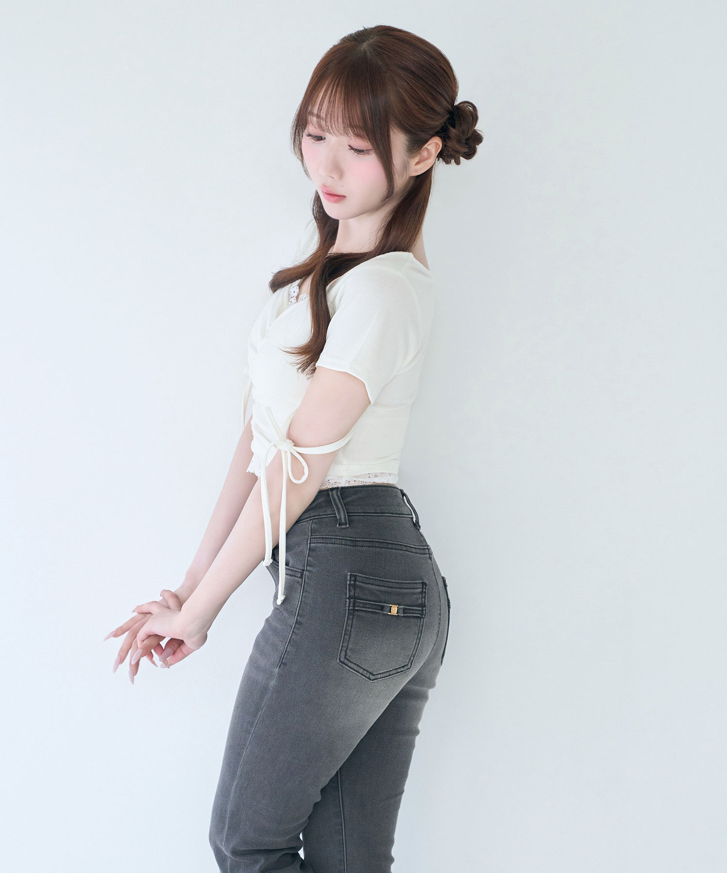 High stretch flare denim pants