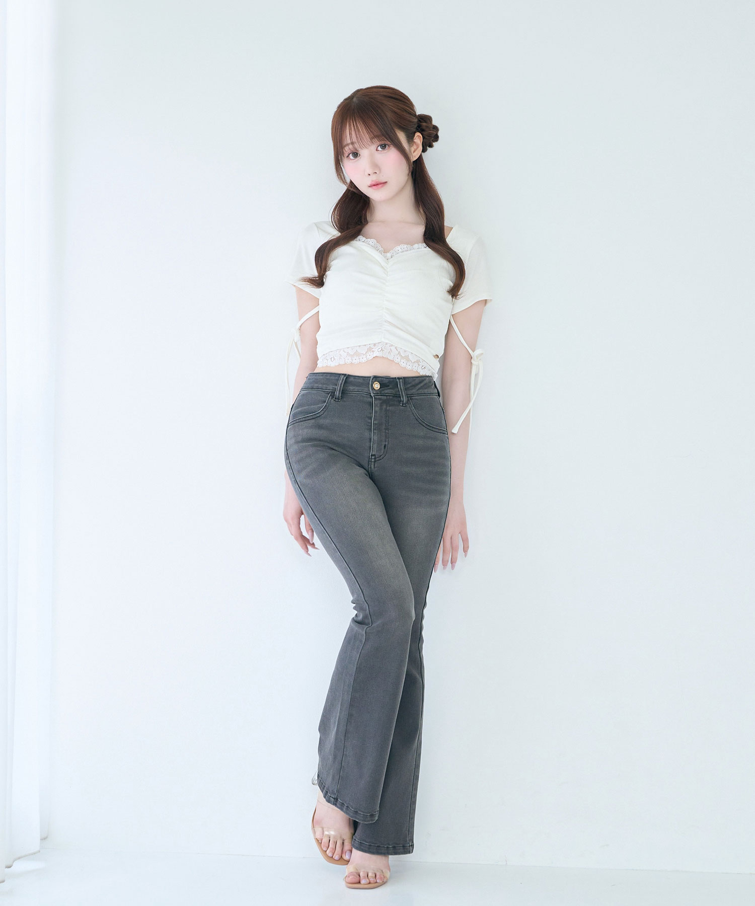 High stretch flare denim pants