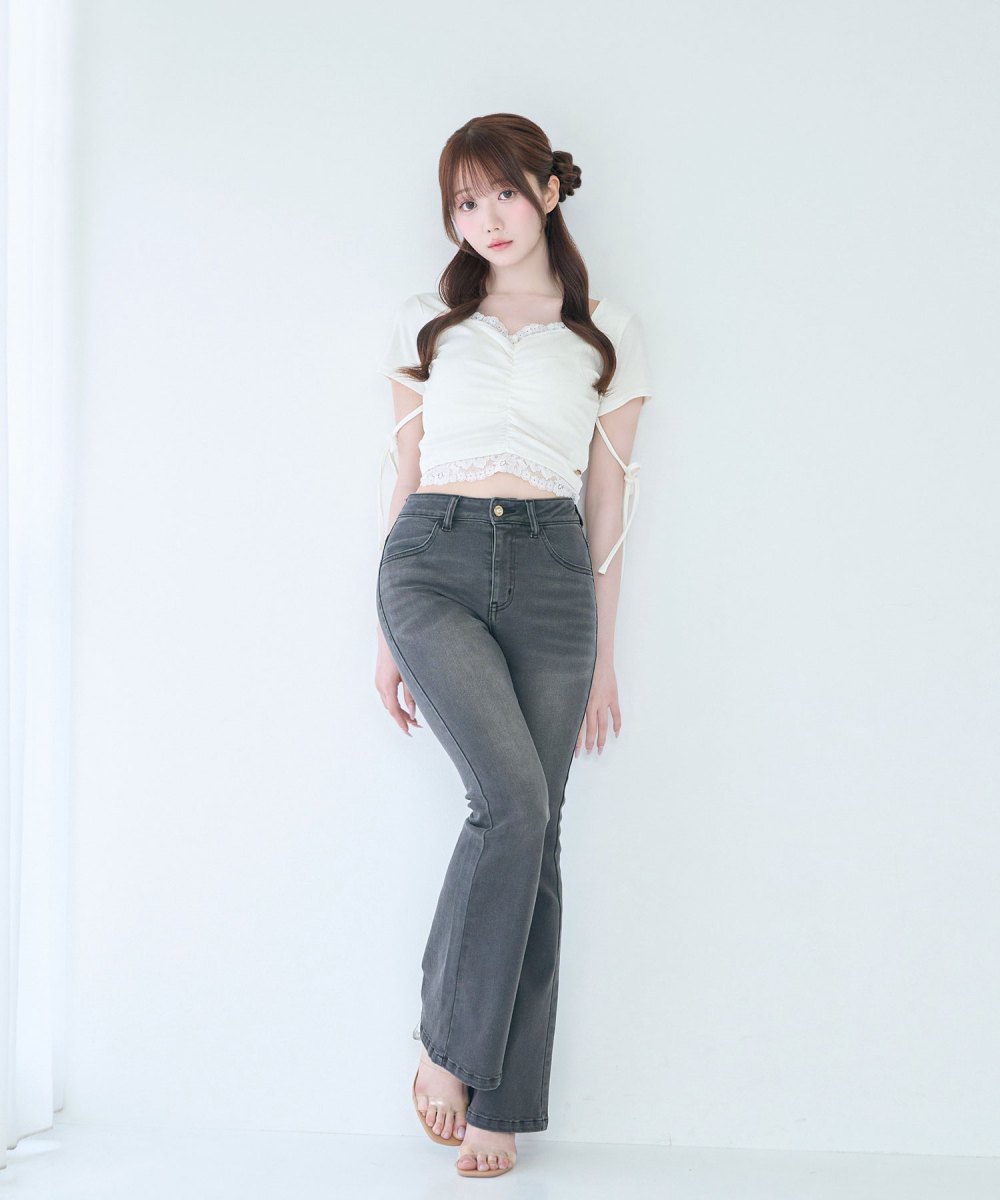 High stretch flare denim pants – BUNNY APARTMENT