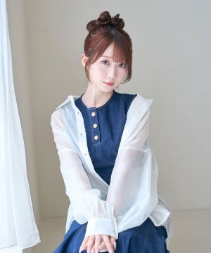 Volume sleeve sheer shirt