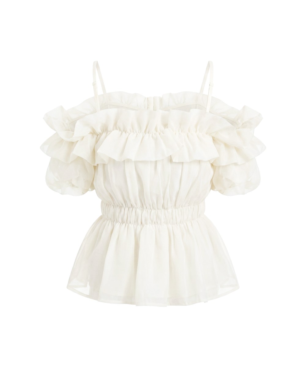 Sheer gather off shoulder tops – BUNNY APARTMENT