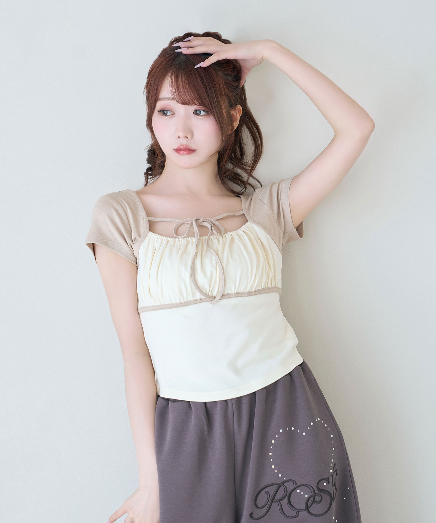 Color scheme gathered bust tops