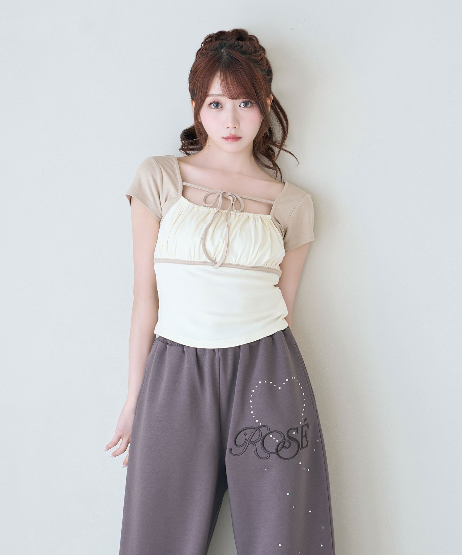 Color scheme gathered bust tops
