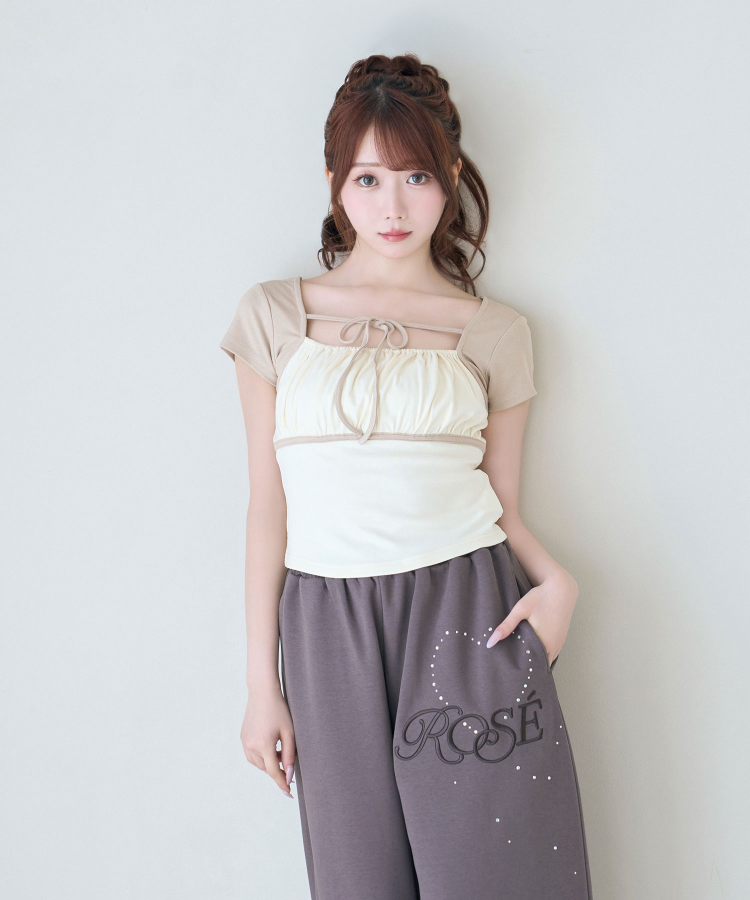 Color scheme gathered bust tops