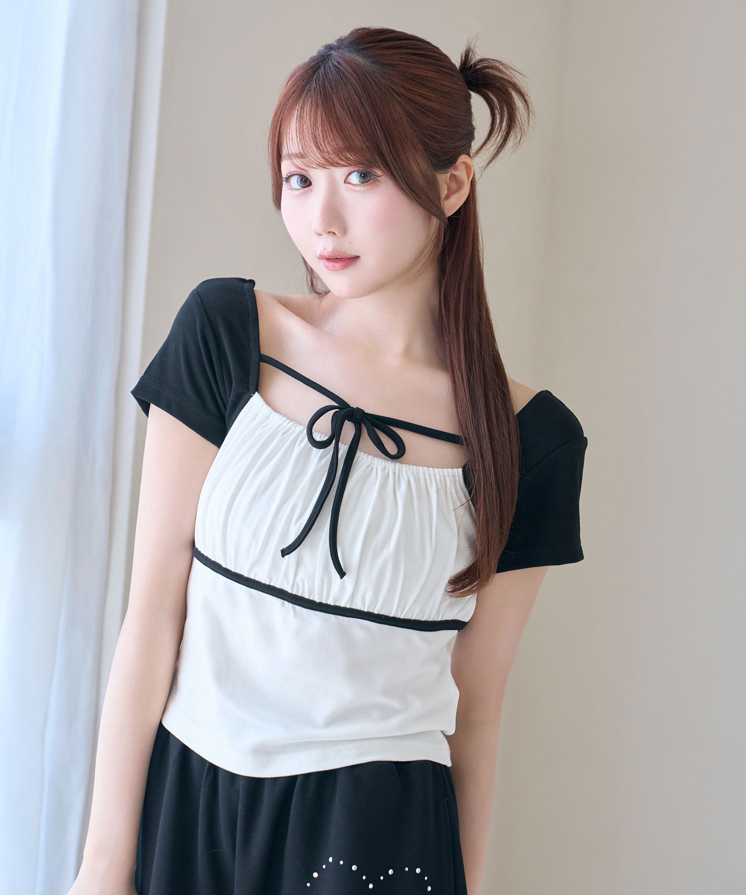 Color scheme gathered bust tops