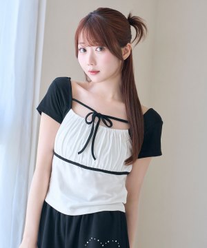 Color scheme gathered bust tops