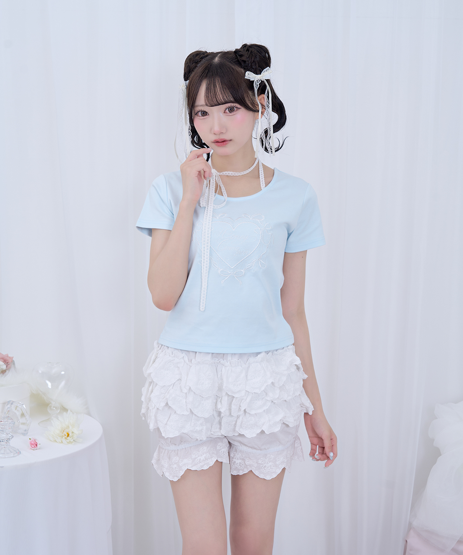 HeartレースTシャツ