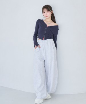 Back embroidery barrel pants