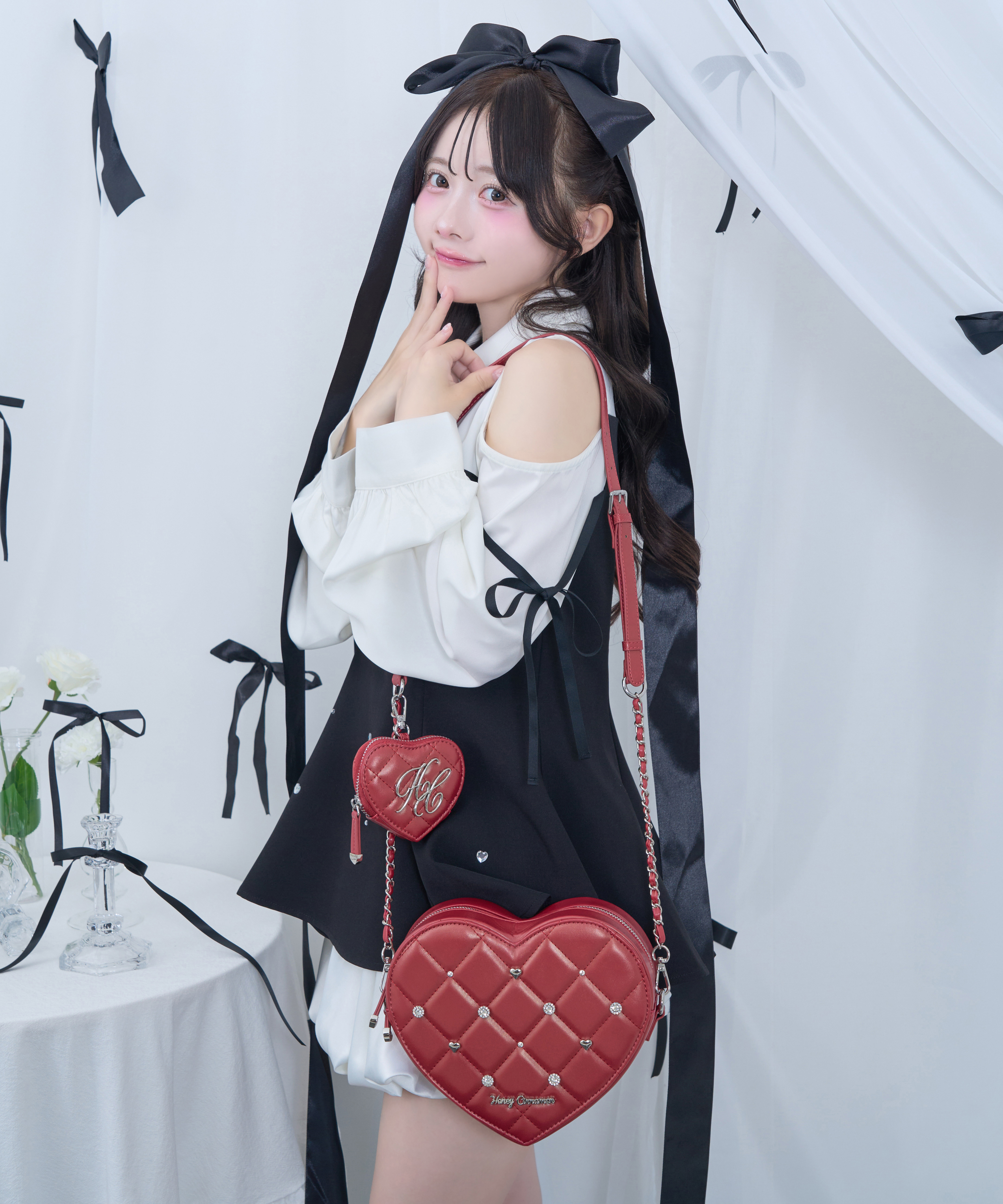ハートビジューショルダーバッグ