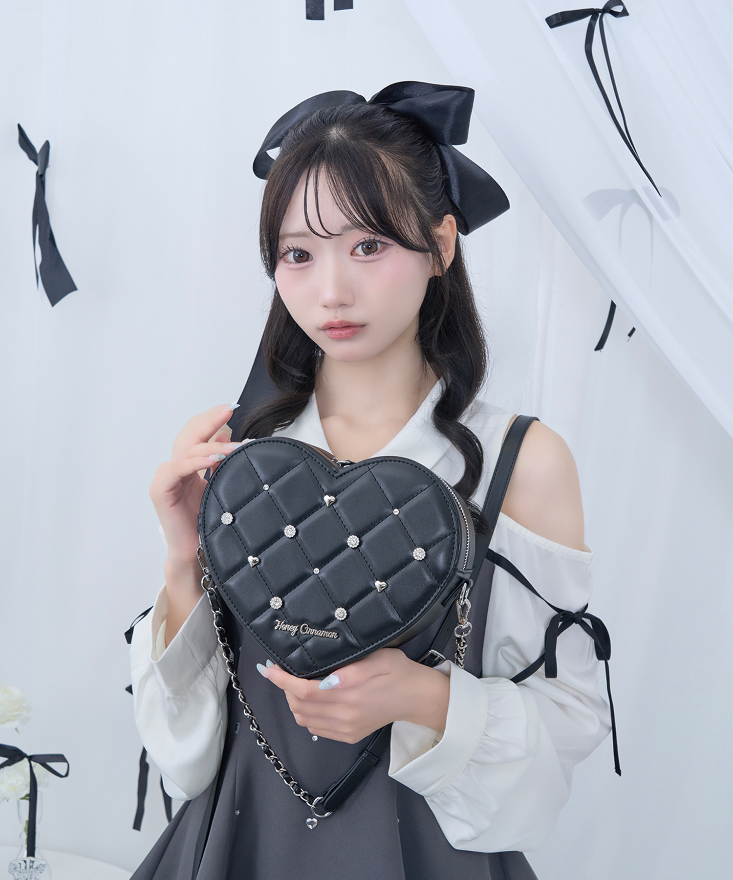 ハートビジューショルダーバッグ