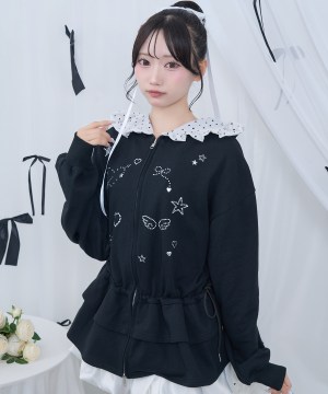 ストーンモチーフペプラムパーカー