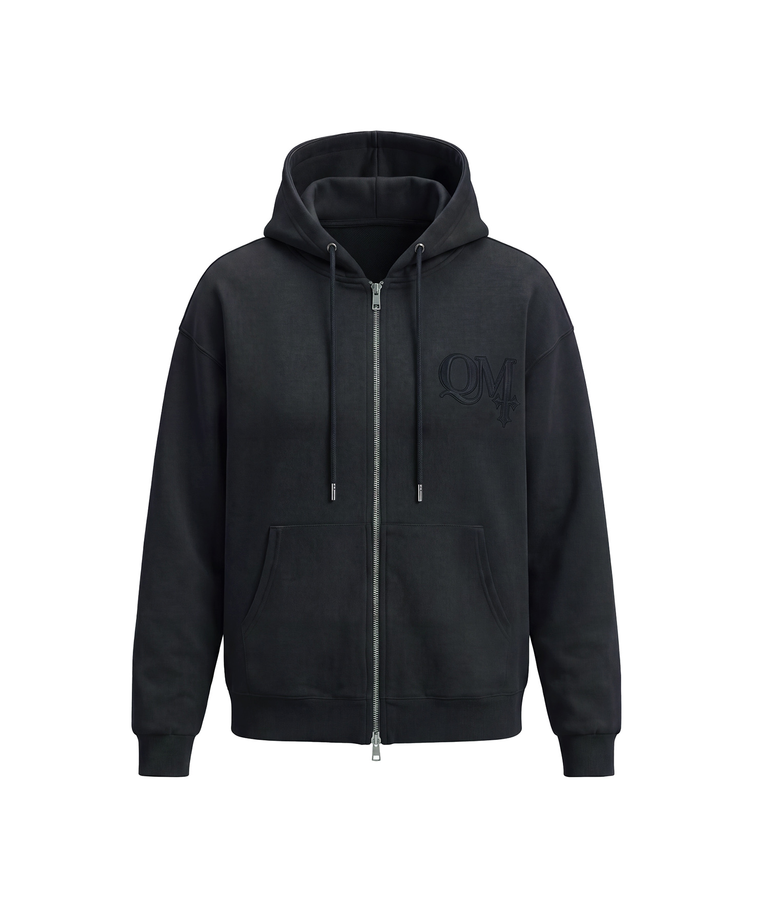 UNISEX QMワッペンジップパーカー / チャコールグレー