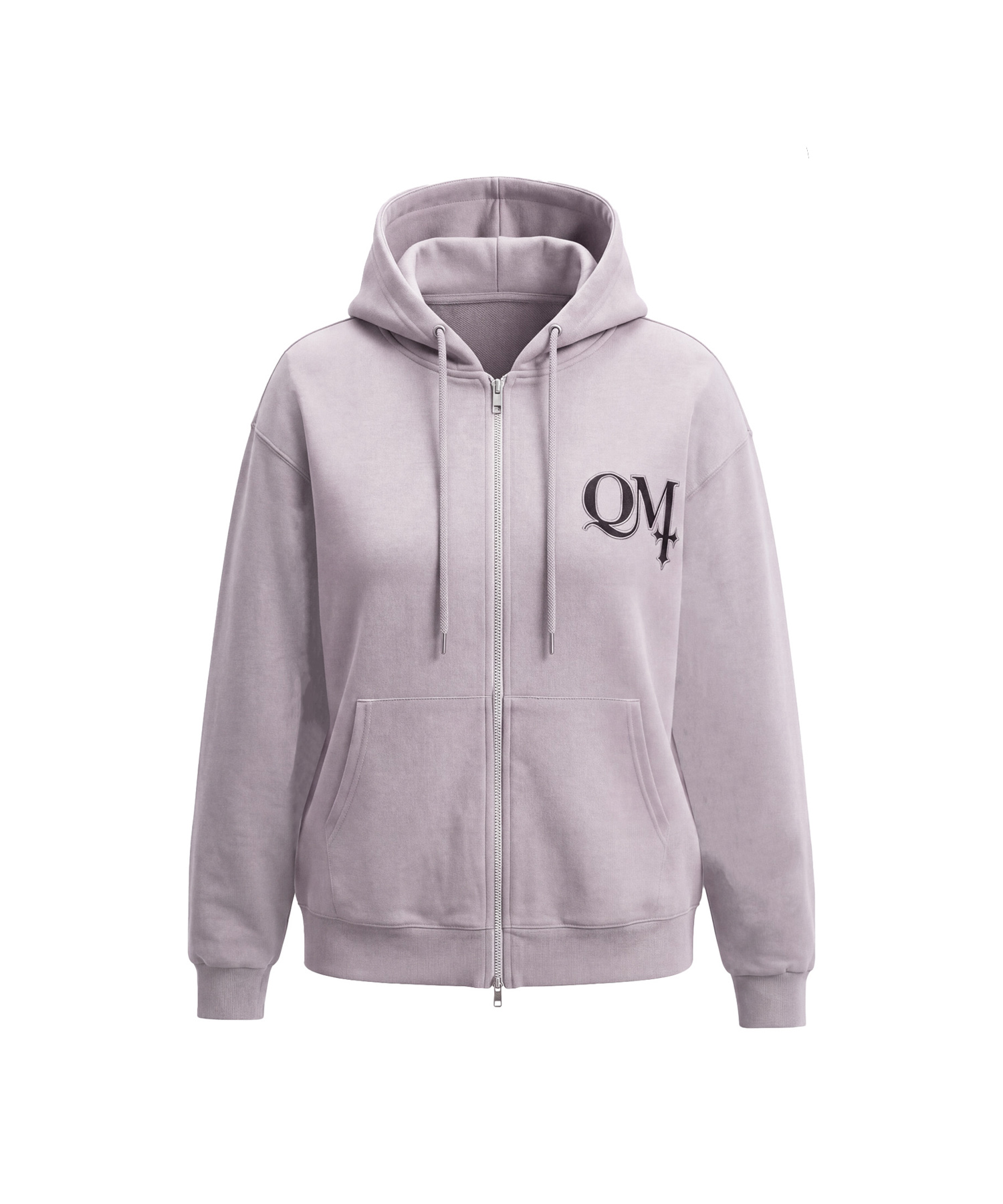 UNISEX QMワッペンジップパーカー / グレー