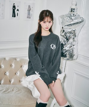 UNISEX ジャガードロゴニット / チャコールグレー