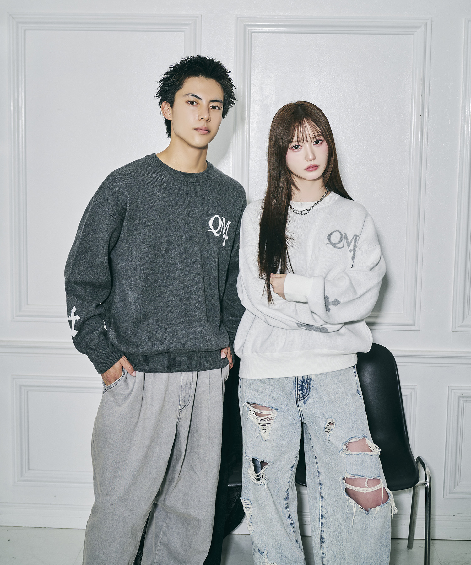 UNISEX ジャガードロゴニット / ホワイト