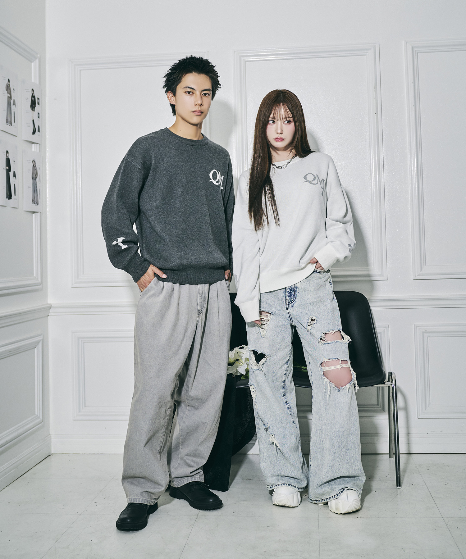 UNISEX ジャガードロゴニット / ホワイト