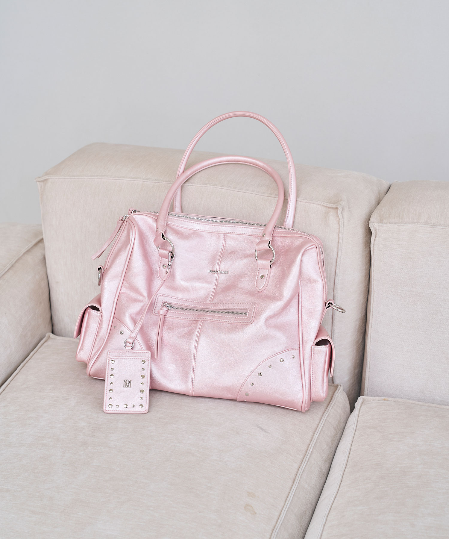 Wash fake leather 2way tote