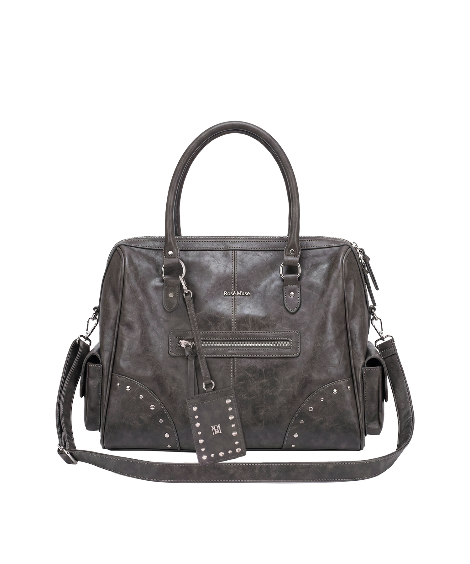 Wash fake leather 2way tote