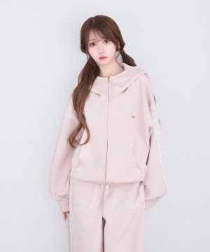 Rose lace zip hoodie