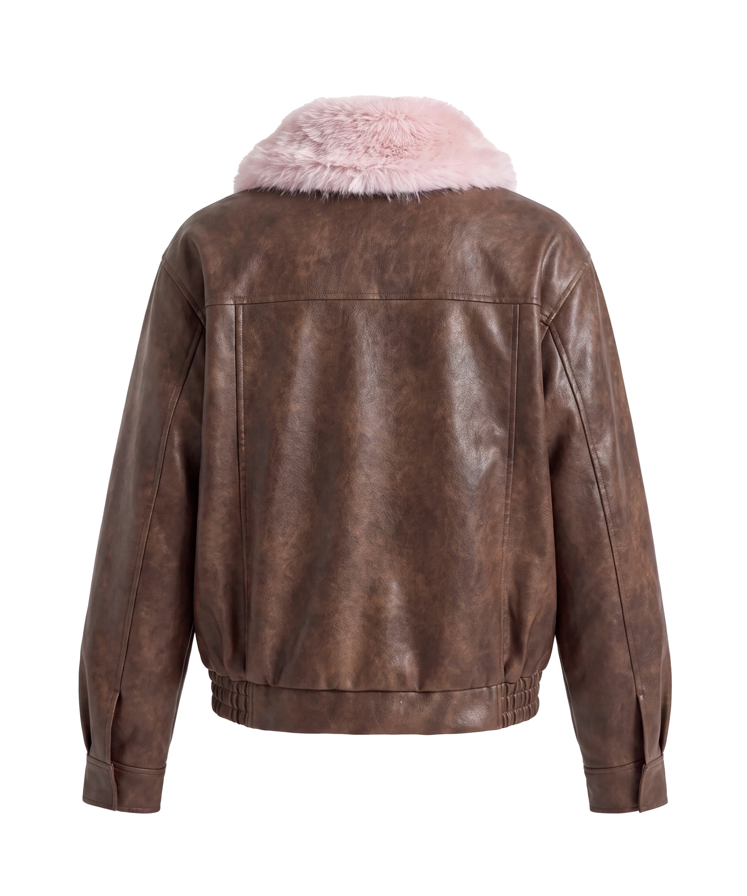 Fur collar fake leather blouson