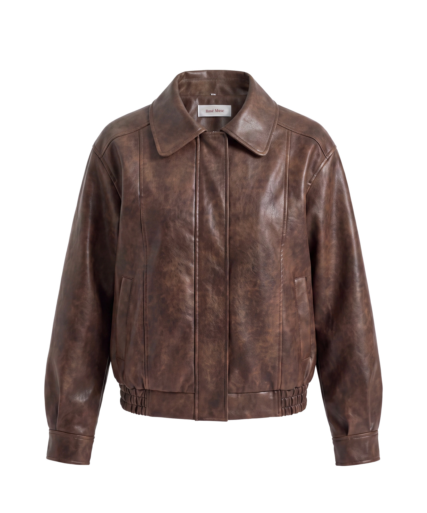 Fur collar fake leather blouson