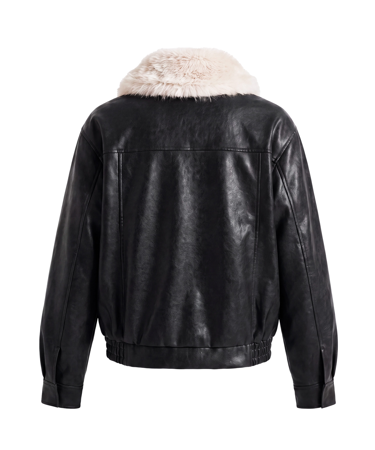 Fur collar fake leather blouson