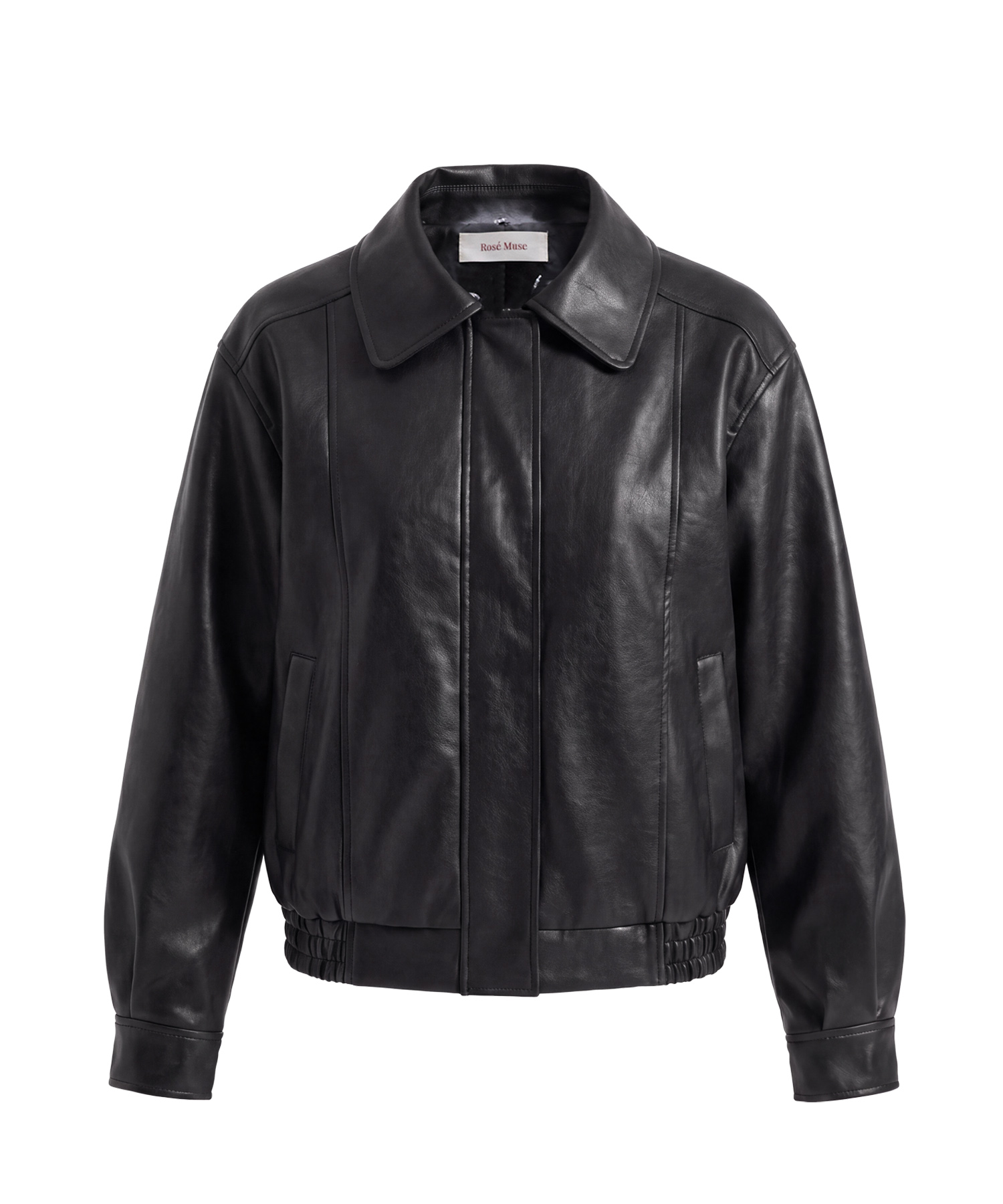 Fur collar fake leather blouson