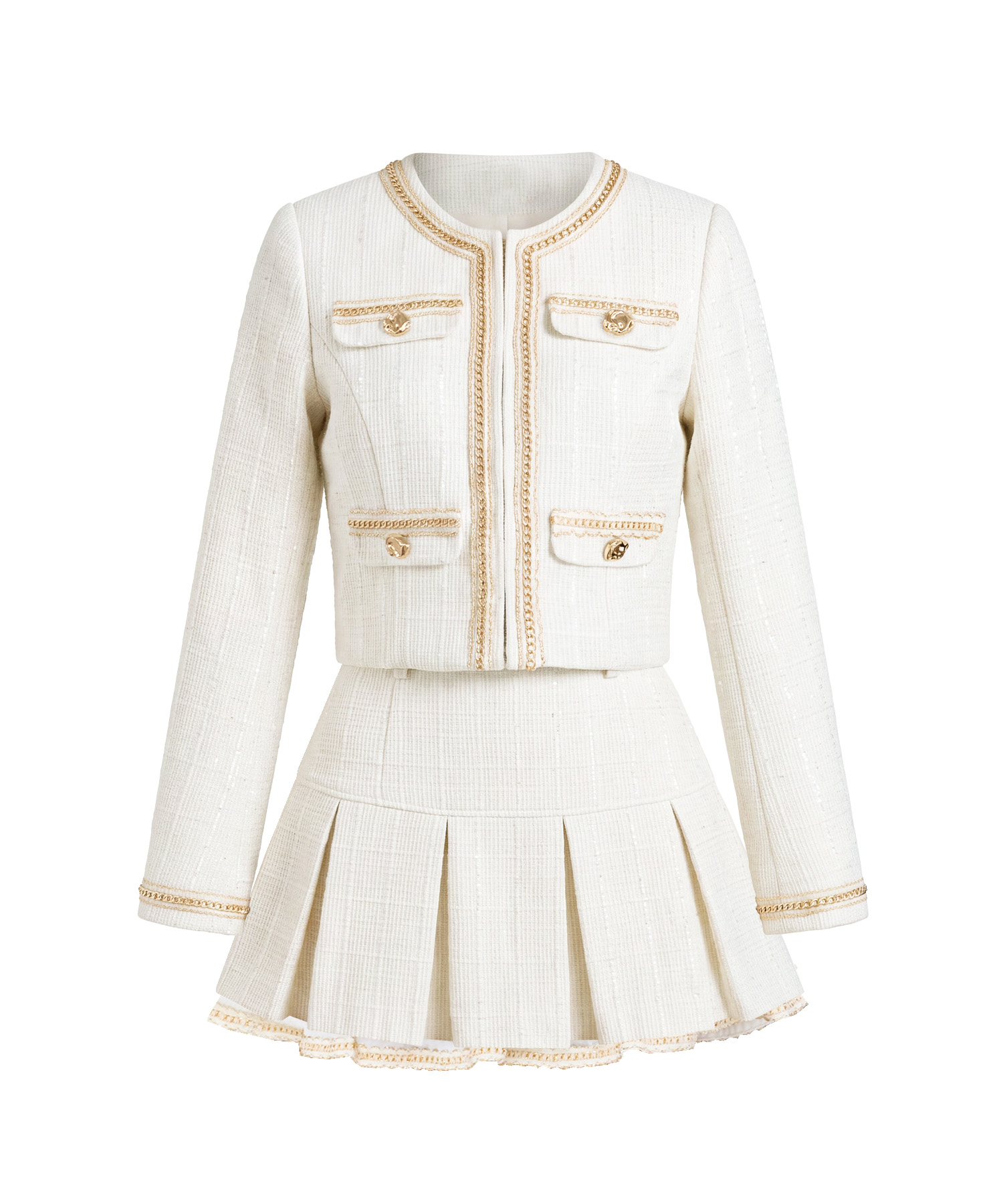 Tweed jacket&mini sk set