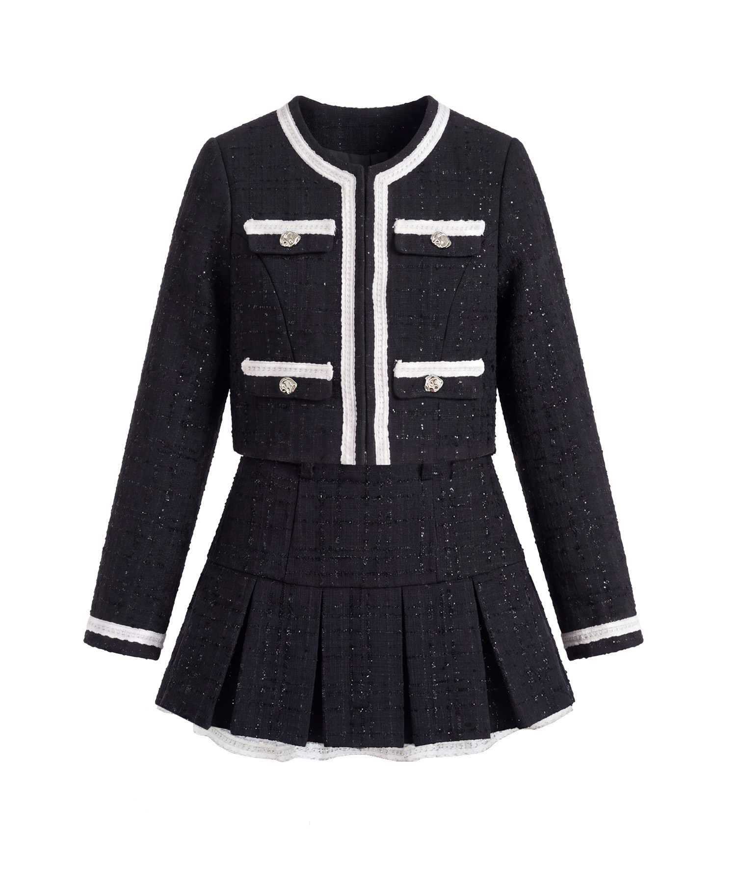 Tweed jacket&mini sk set