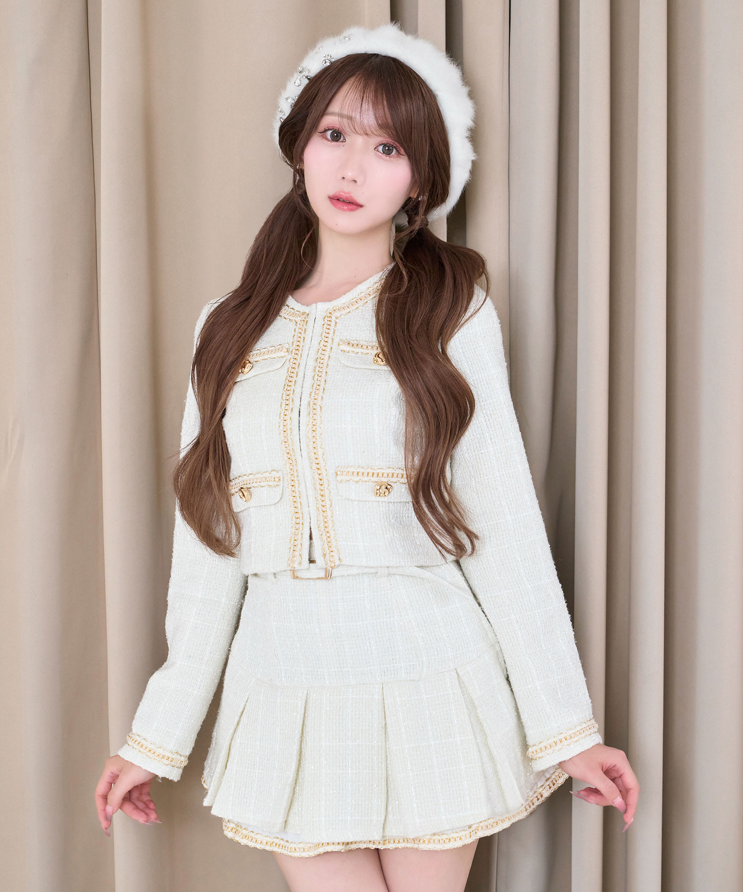 Tweed jacket&mini sk set