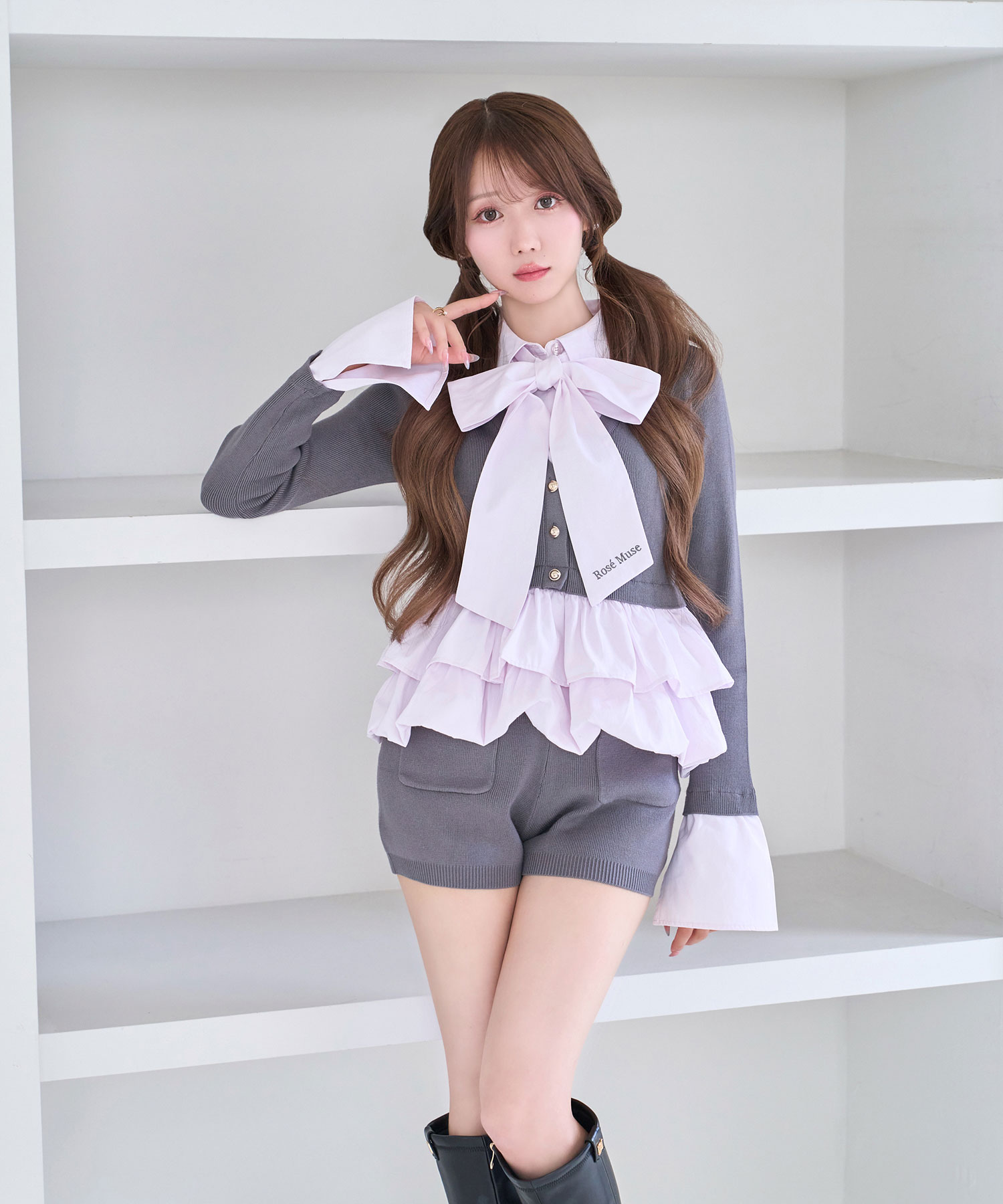 Layered Shirt & Knit Set up