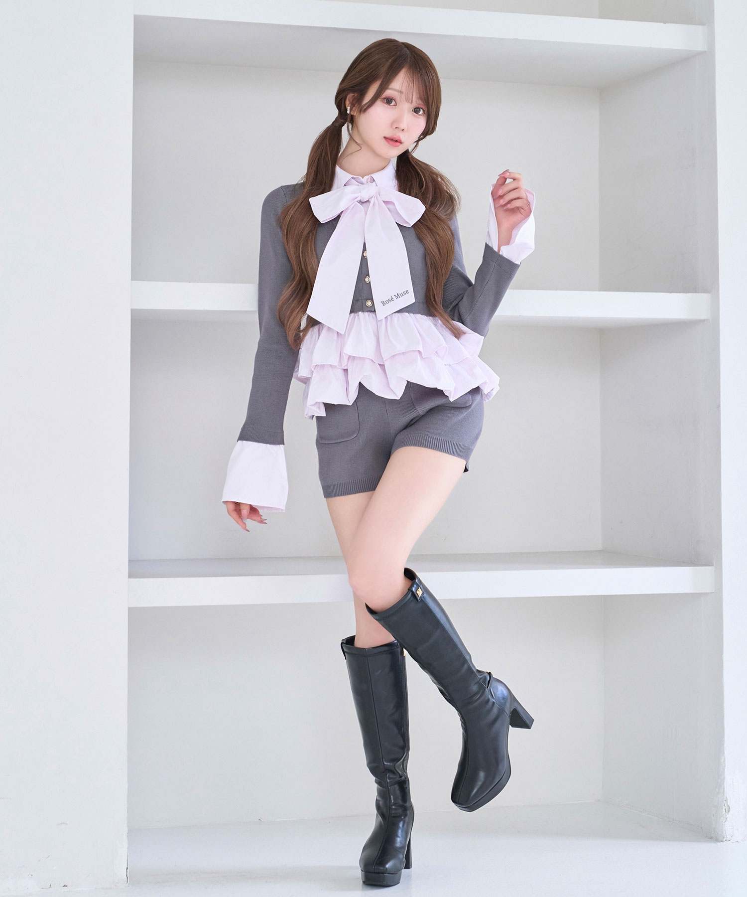 Layered Shirt & Knit Set up
