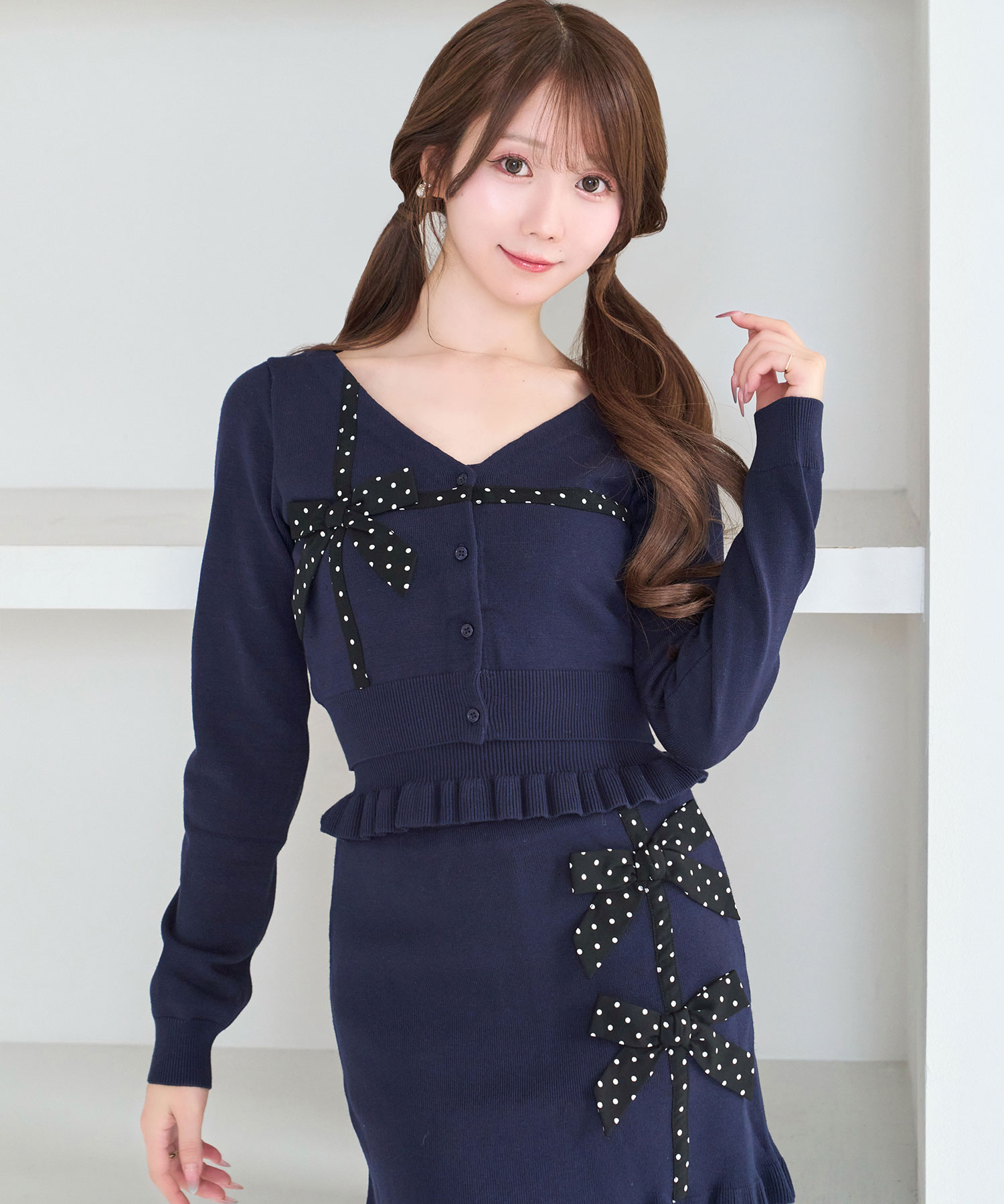 Dot ribbon knit 3P set