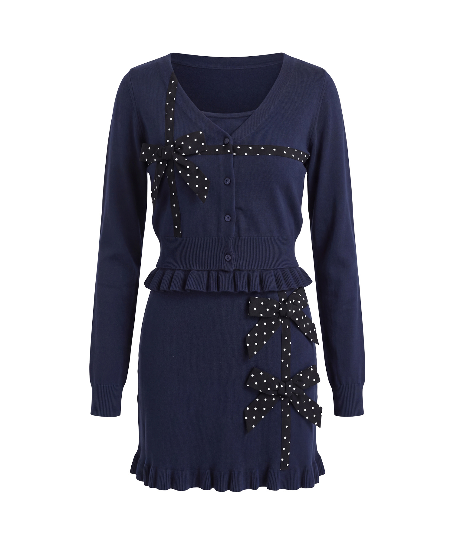 Dot ribbon knit 3P set